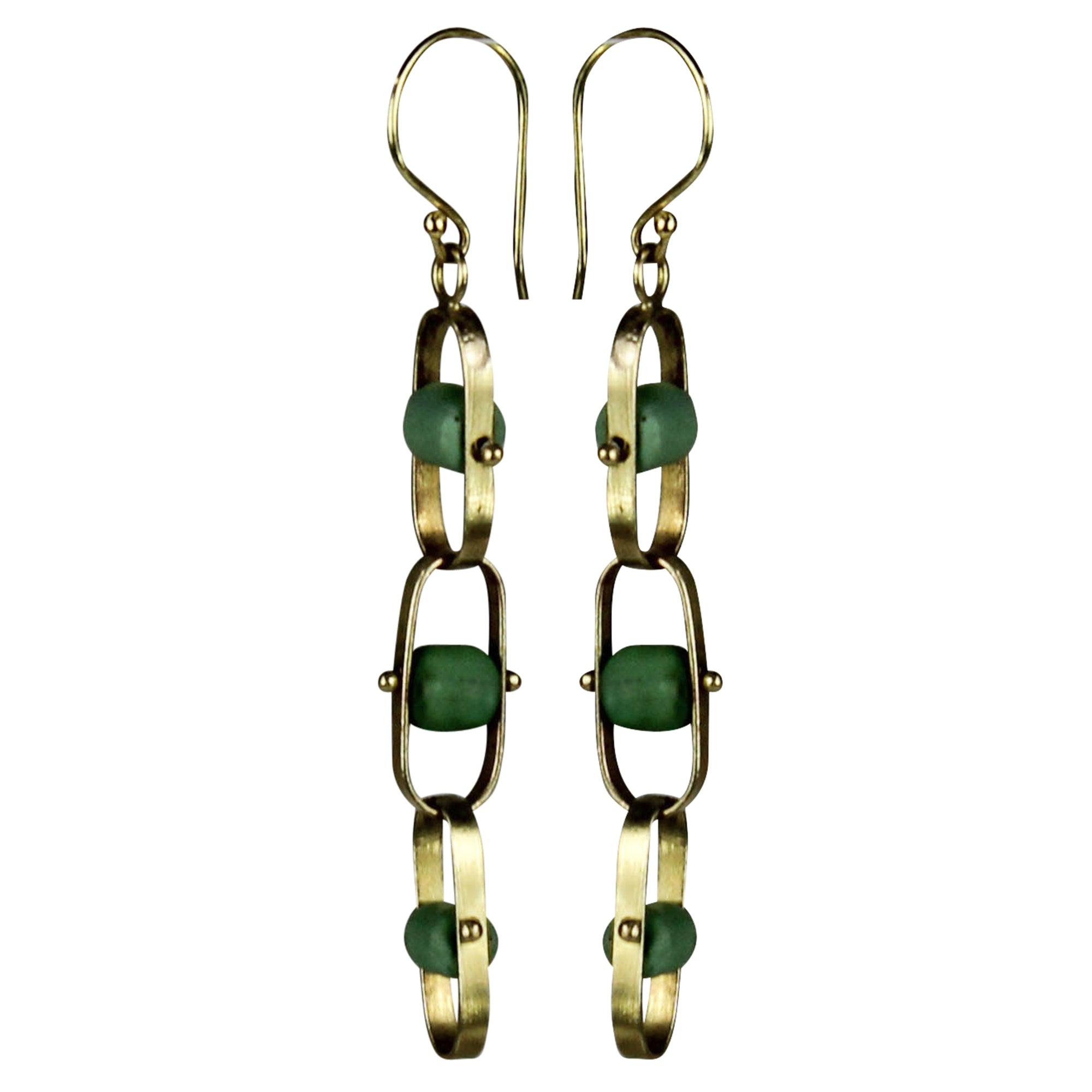 Earring, Linked Beads - Teal