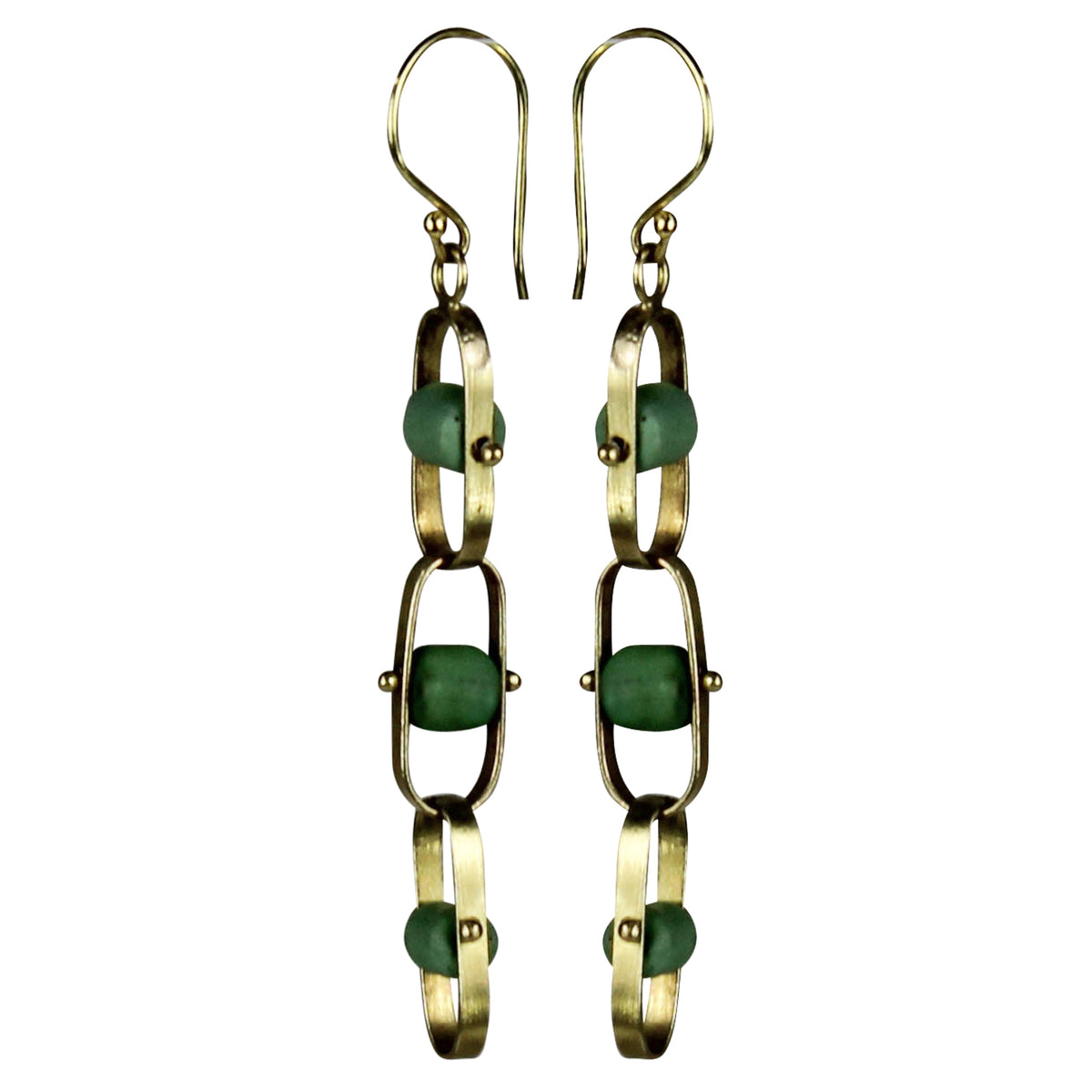 Earring, Linked Beads - Teal