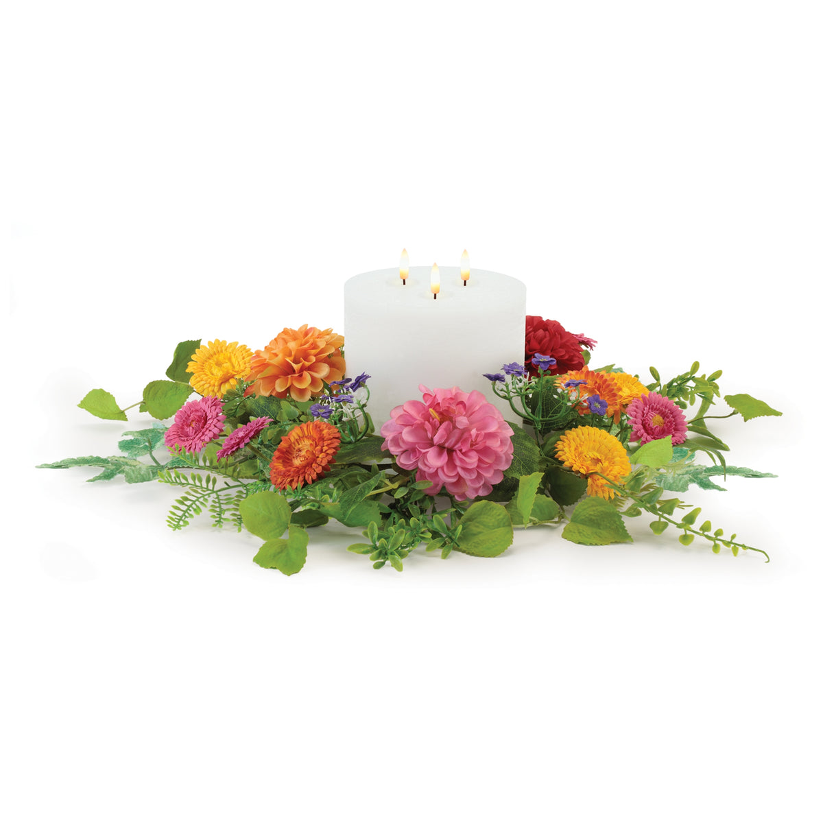 Mixed Zinnia Candle Ring