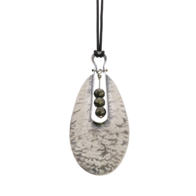 Tear Drop Silver Pendant - Pyrite