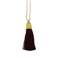 Brass and Tassel Pendant - Aubergine