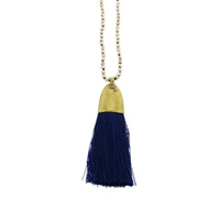 Brass and Tassel Pendant - Navy