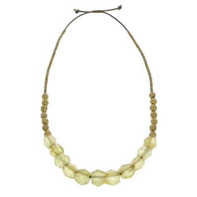 Seaglass Beaded Brass Necklace - Amber