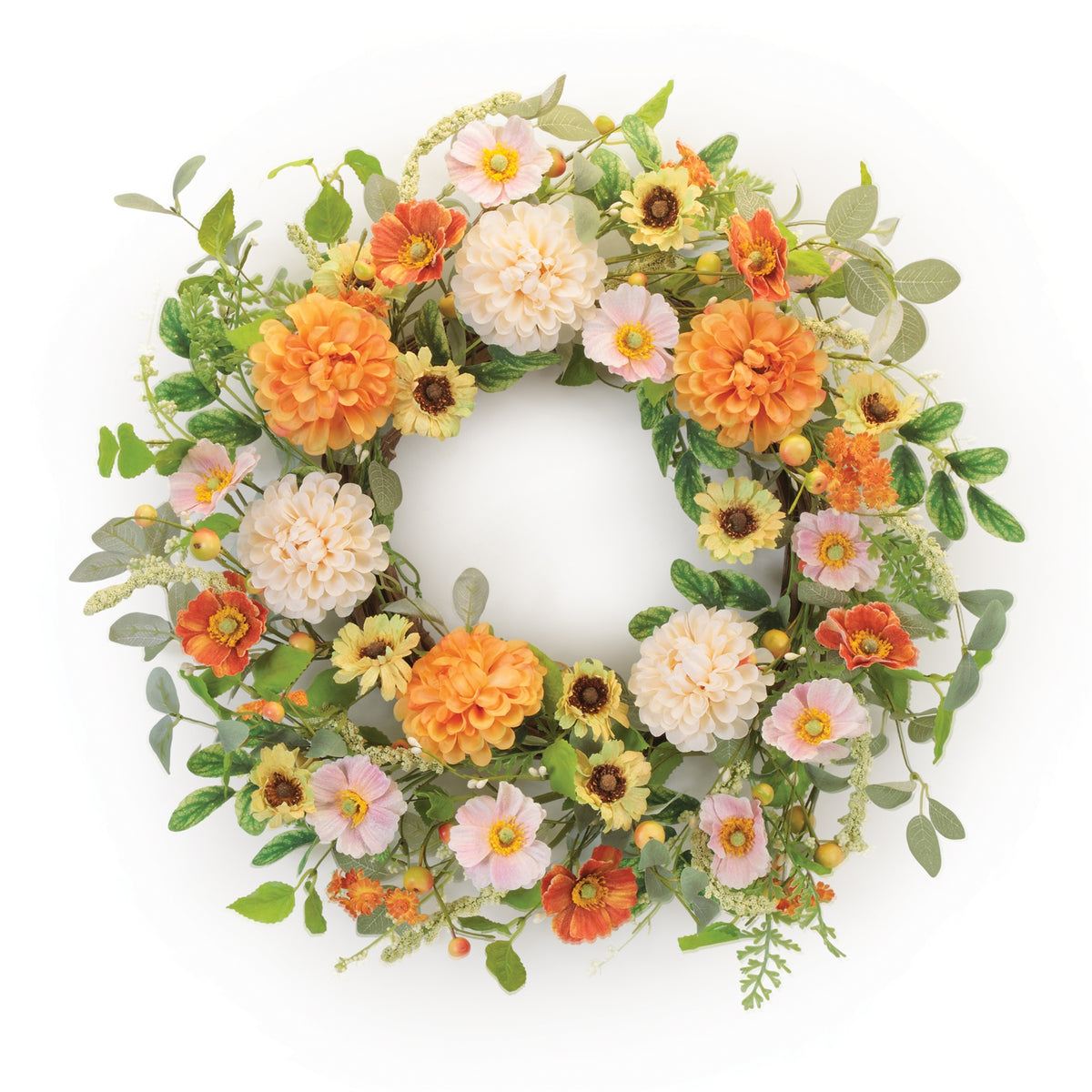 Mixed Zinnia/Cosmos Wreath