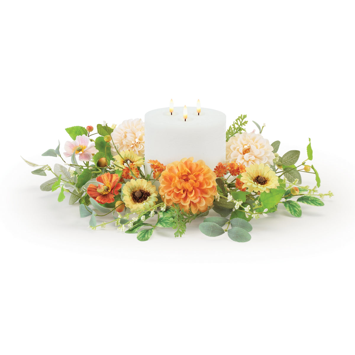 Mixed Zinnia/Cosmos Candle Ring