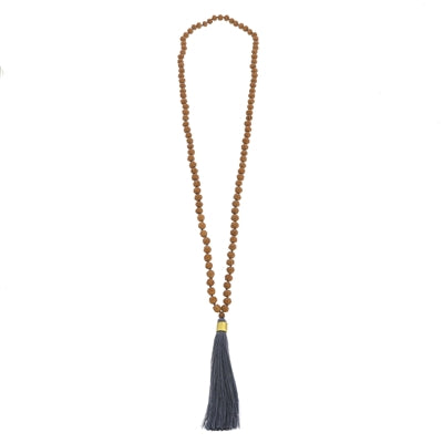 Mala and Tassel Necklace - Stone Blue