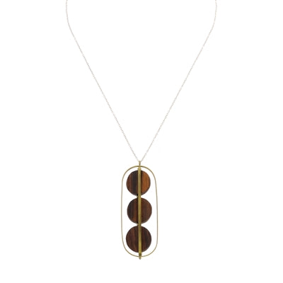 Ocotillo Pendant & Wood Caged - Dark Wood Brass