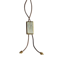 Aspen Bolo Tie - Rectangle, Brass, Mother of Pearl - Light