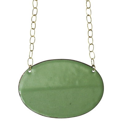 Necklace - Creased Oval, Green