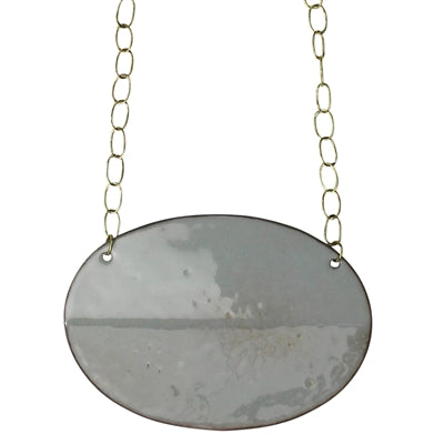 Necklace - Creased Oval, Grey