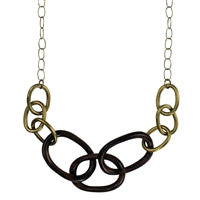 Yara Necklace, Brass, Dark Wood Links