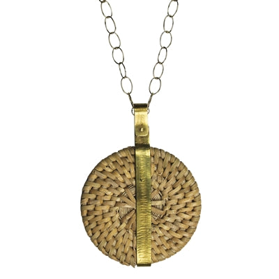 Biscayne Rattan Necklace with Brass Band