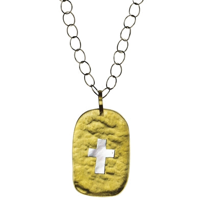 Gia Necklace, Cross and Mother of Pearl