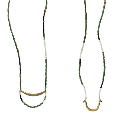 Quay Beaded Necklace, Green - Set of 2