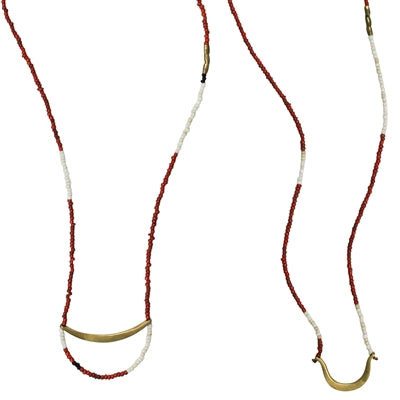 Quay Beaded Necklace, Red - Set of 2