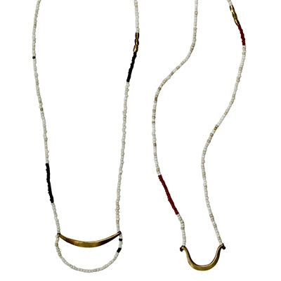 Quay Beaded Necklace, White - Set of 2