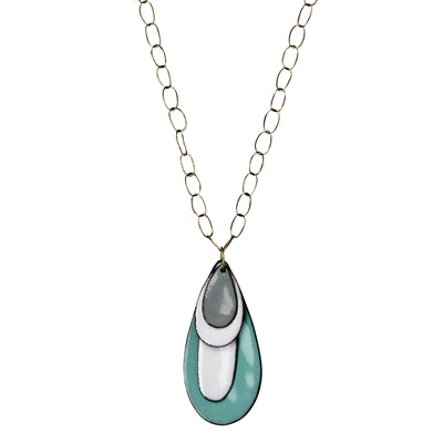 Donte Enamel Pendant, Aqua
