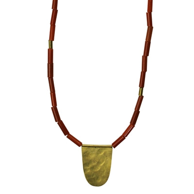Necklace, Arch Pendant, Red Beads