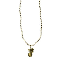 Pendant, Tied Howlite Beads, Brass Tassel