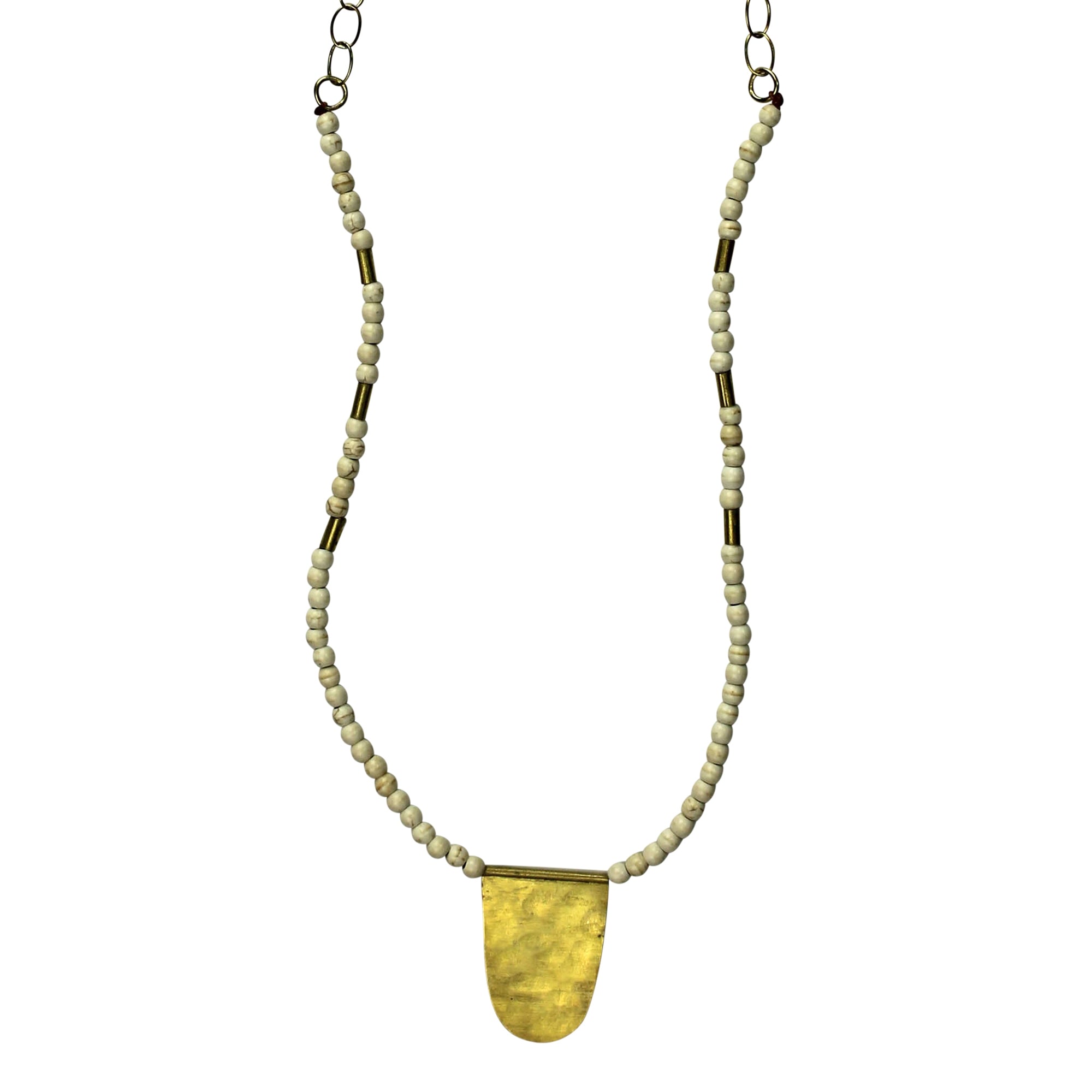 Pendant, Brass Arch on Howlite