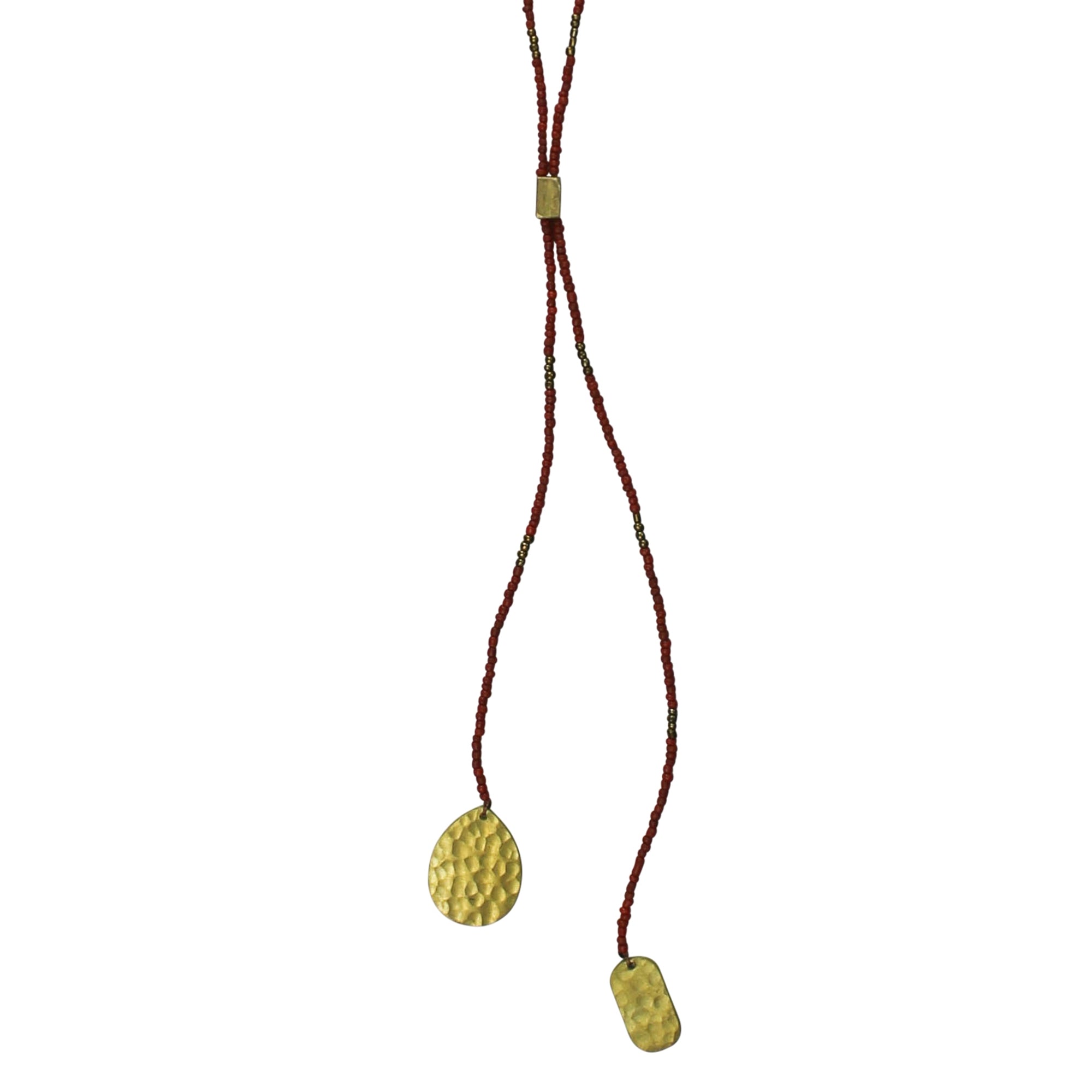 Lariat Pendant, Rust Beads
