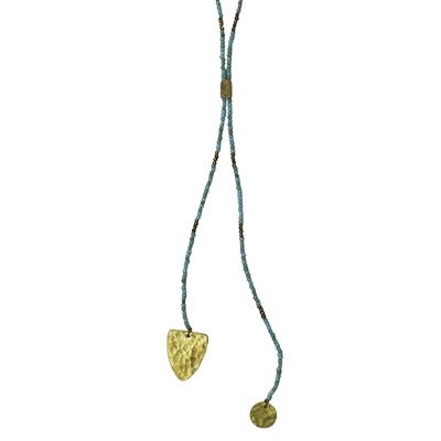 Lariat Pendant, Teal Beads