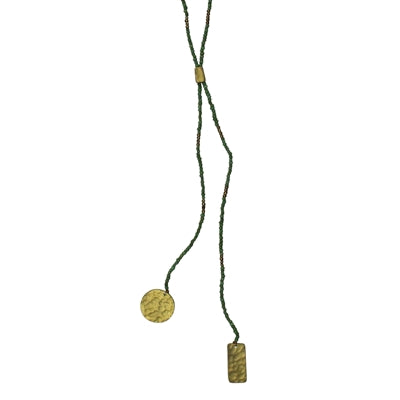 Lariat Pendant, Green Beads