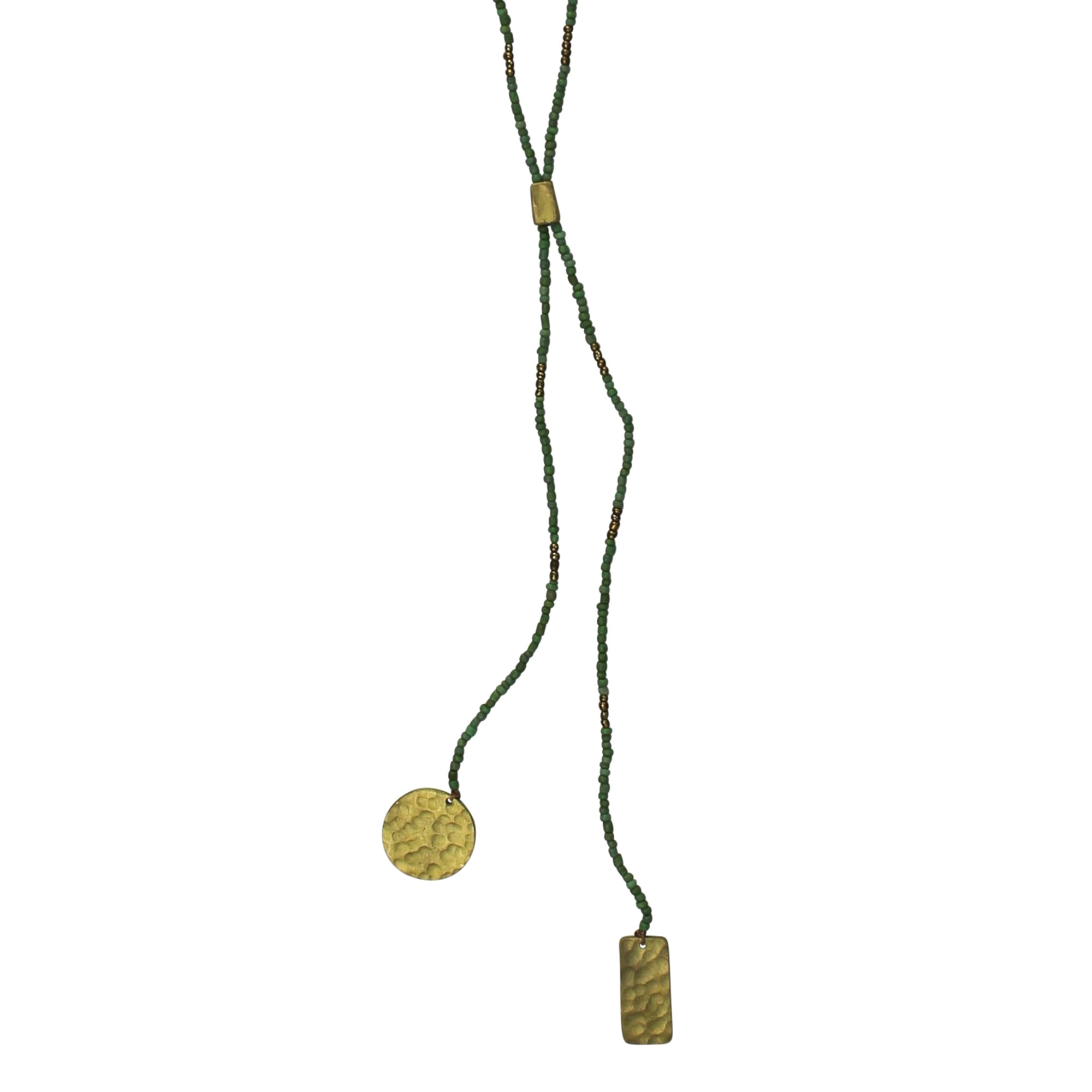 Lariat Pendant, Green Beads