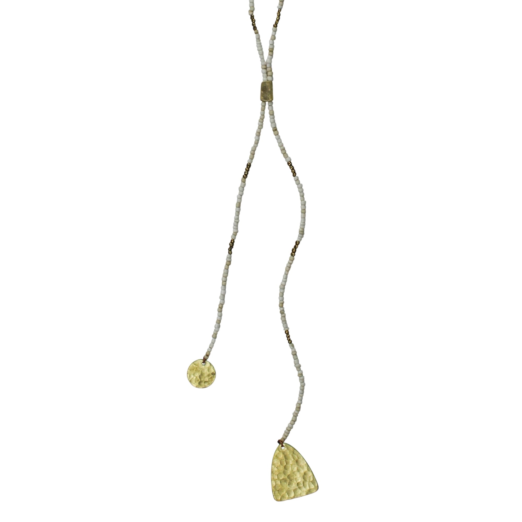Lariat Pendant, White Beads