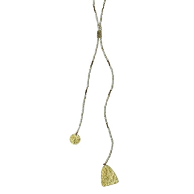 Lariat Pendant, White Beads