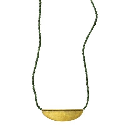 Necklace with Crescent, Green Beads