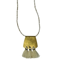 Pendant, Brass Pendant with White Tassels
