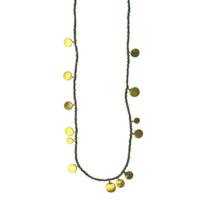 Necklace Tabs on Green Beads