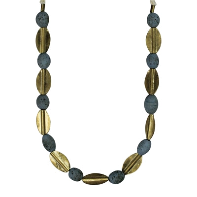 Necklace Oval, Blue Beads