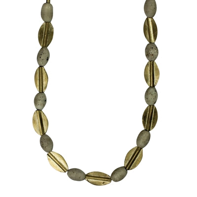 Necklace Oval, White Beads