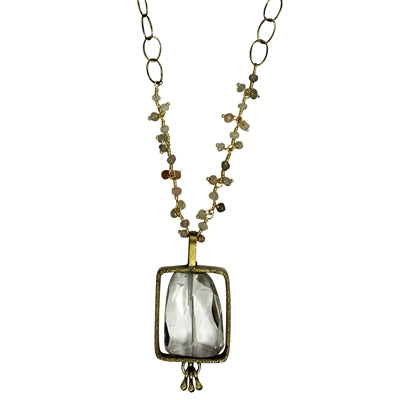 Necklace, Brass, Crystal