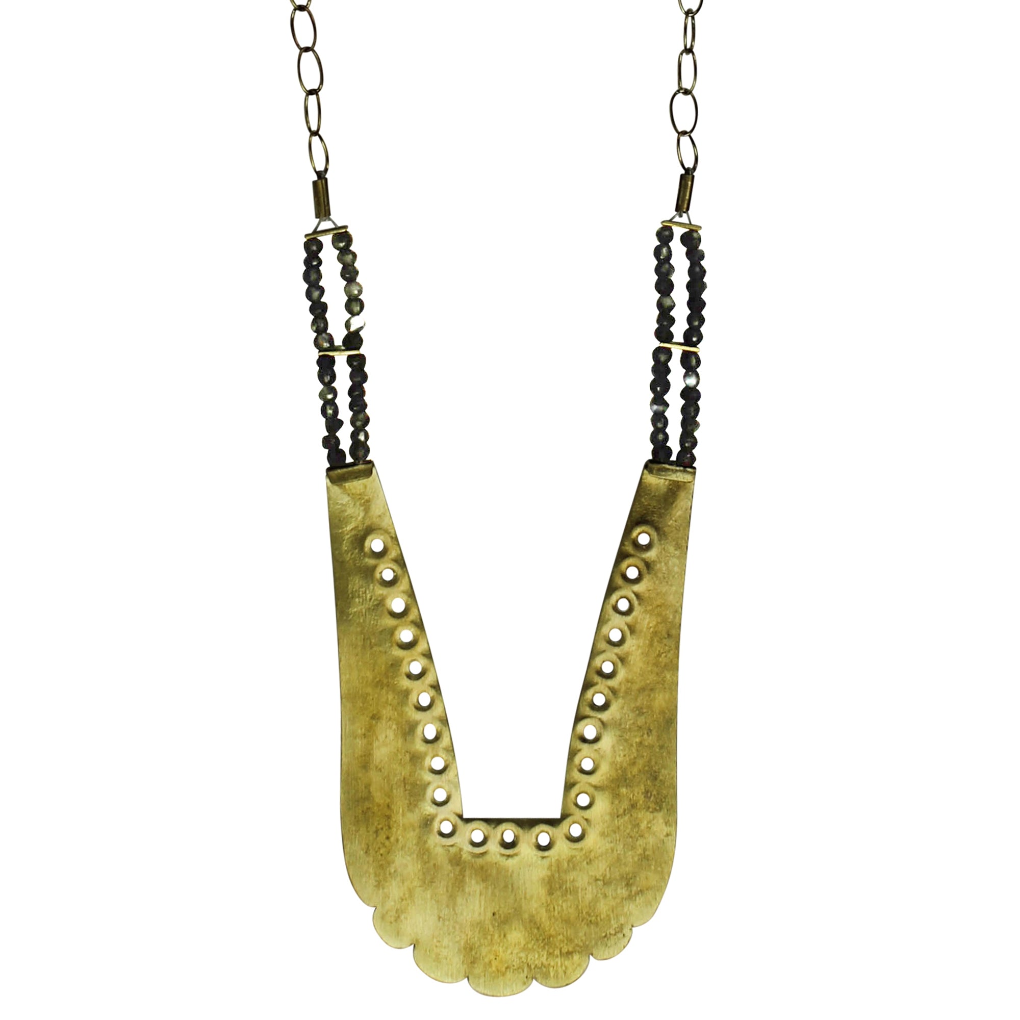 Dao Pendant, Brass, Grey Moonstone
