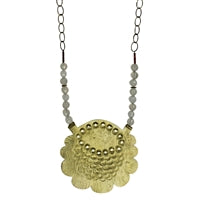 Rata Pendant, Brass, White Onyx