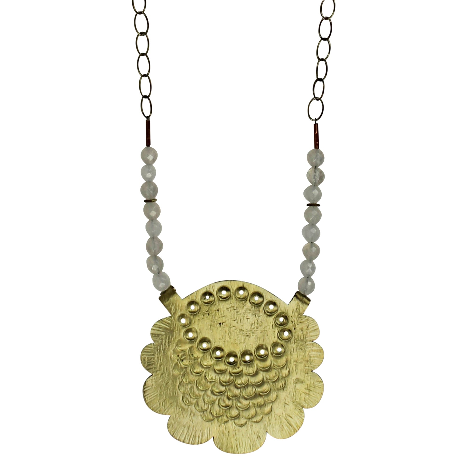 Rata Pendant, Brass, White Onyx