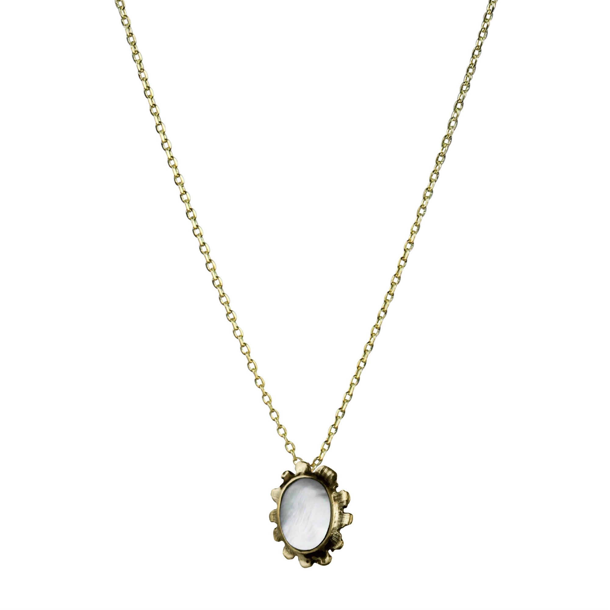 Necklace, Brass & MOP Medallion - Cosmo