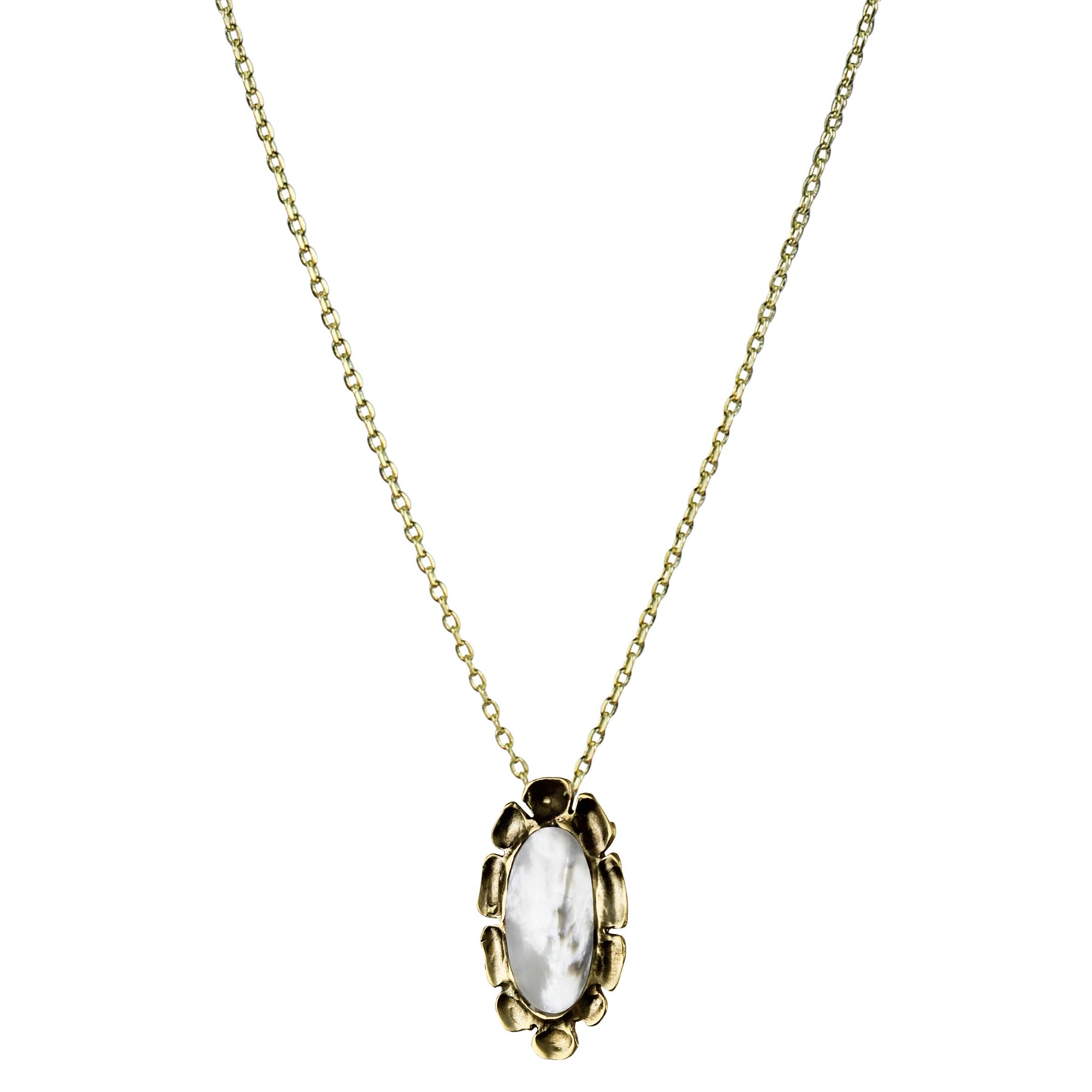 Necklace, Brass & MOP Medallion - Aster