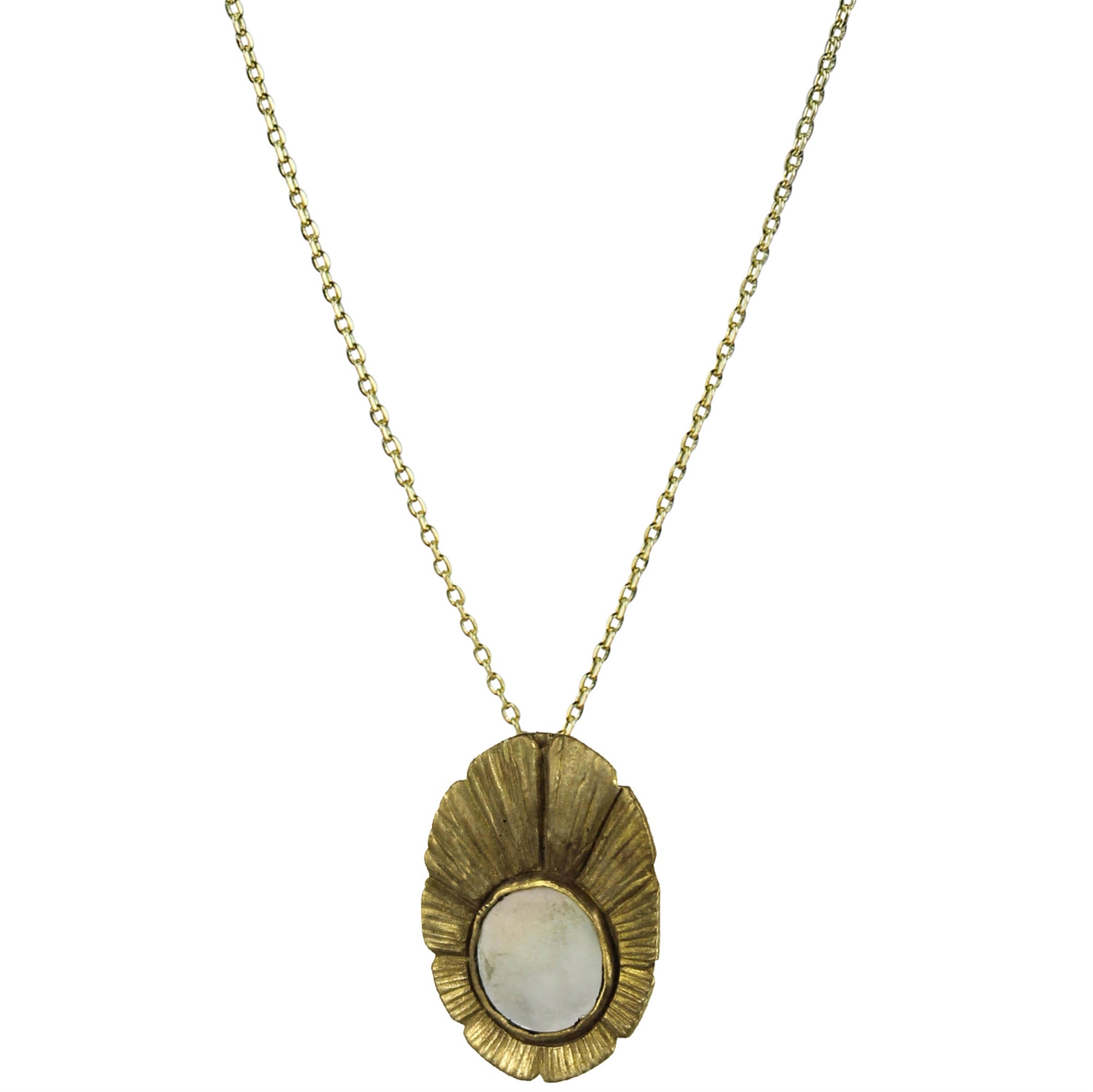 Necklace, Brass & MOP Medallion - Sunrise