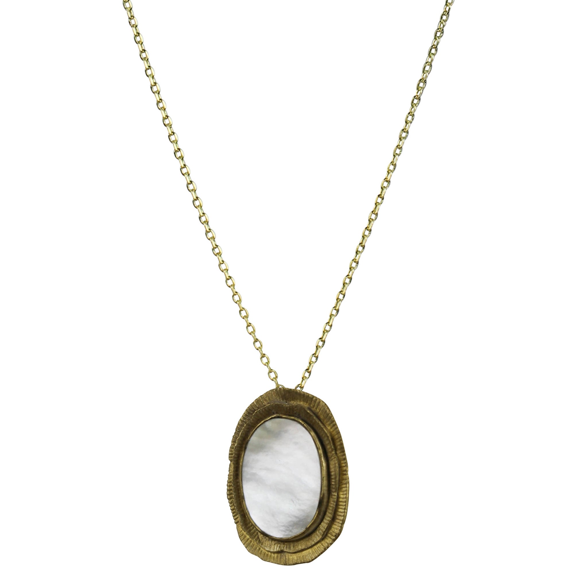 Necklace, Brass & MOP Medallion - Cleo