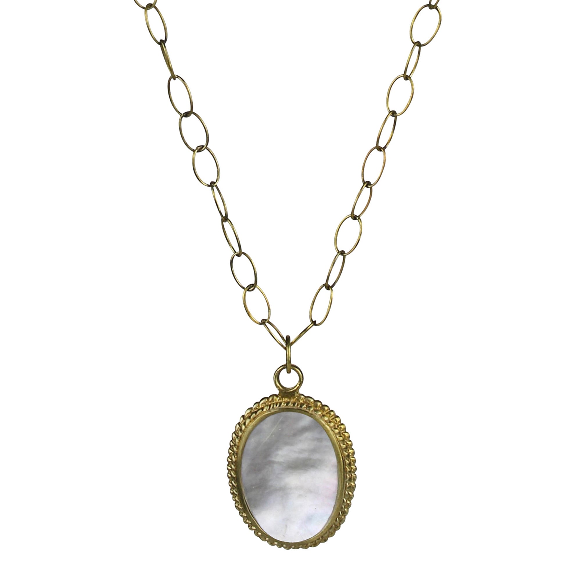 Necklace, Brass & MOP Medallion - Astro