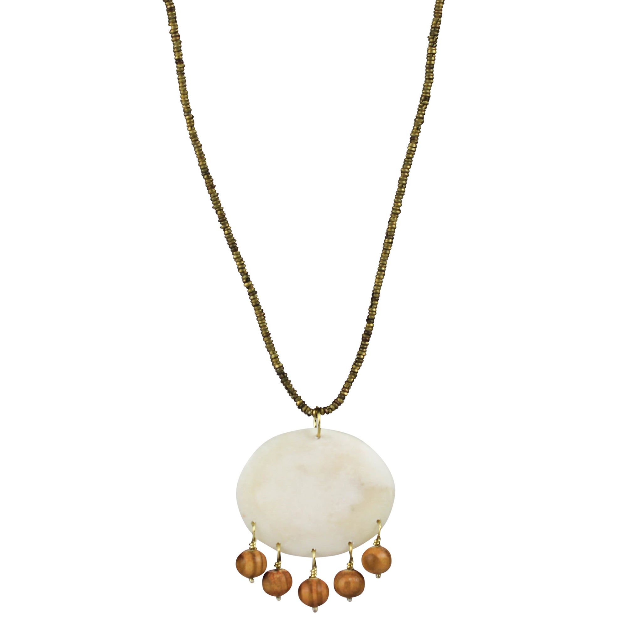 Pendant, Bone with Wood Beads