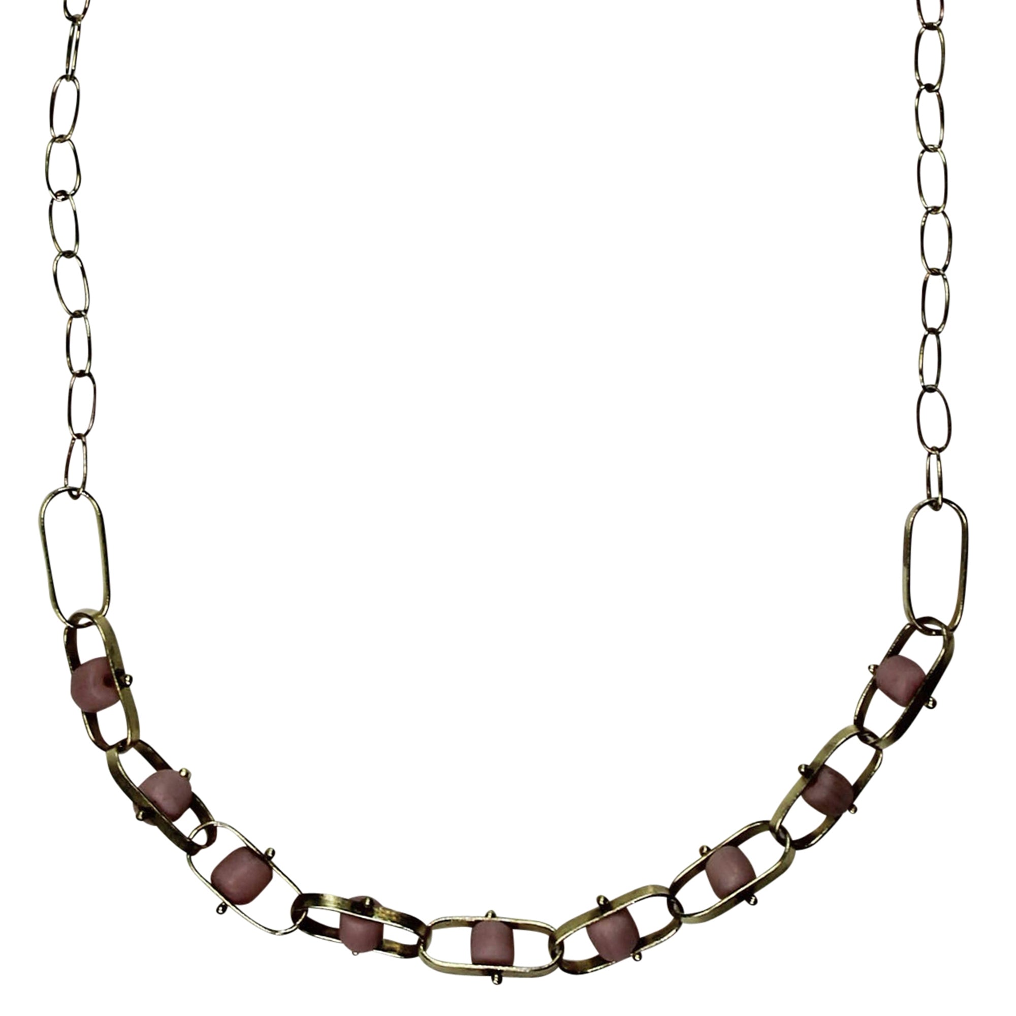 Necklace, Linked Beads - Pink
