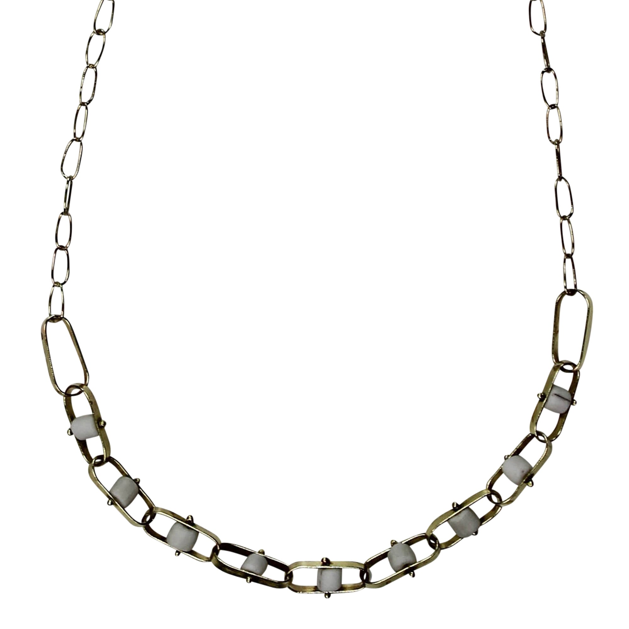 Necklace, Linked Beads - White