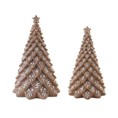 Gingerbread Tree (S/2) 9.75"H, 12"H Resin