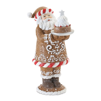 Gingerbread Santa w/Cake 7.5”H Resin