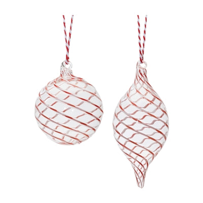 Ornament (S/2) 3"D, 5.5"H Glass